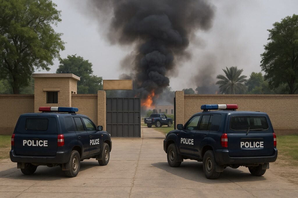 An AI-Generated image showing an attack in Pakistan's Police Training Centre.
