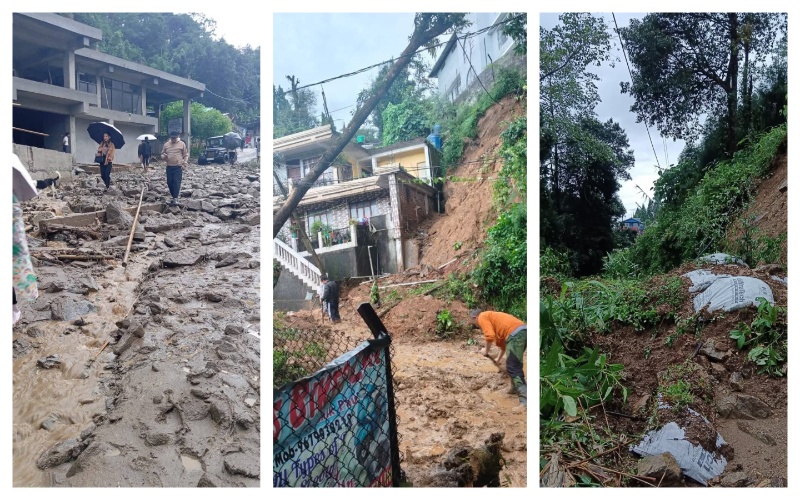 Heavy rainfall triggered landslides across West Bengal’s Darjeeling and Kalimpong districts.
