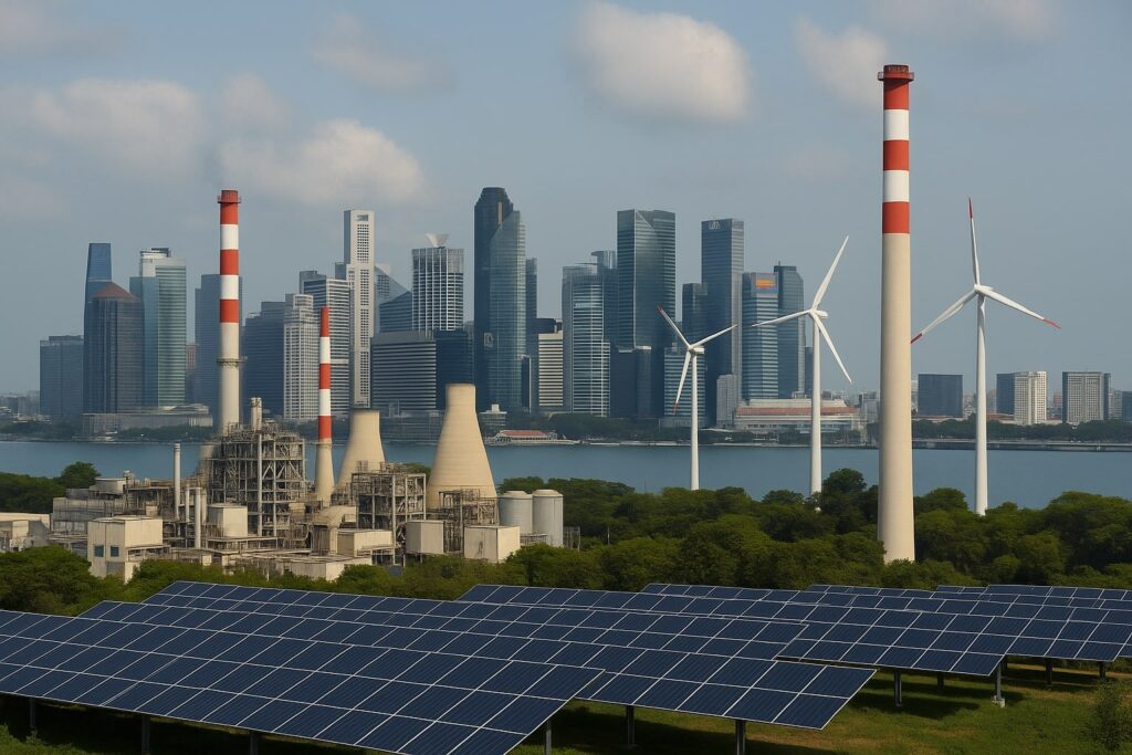 This is an AI-generated representational image showing energy consumption in Singapore.