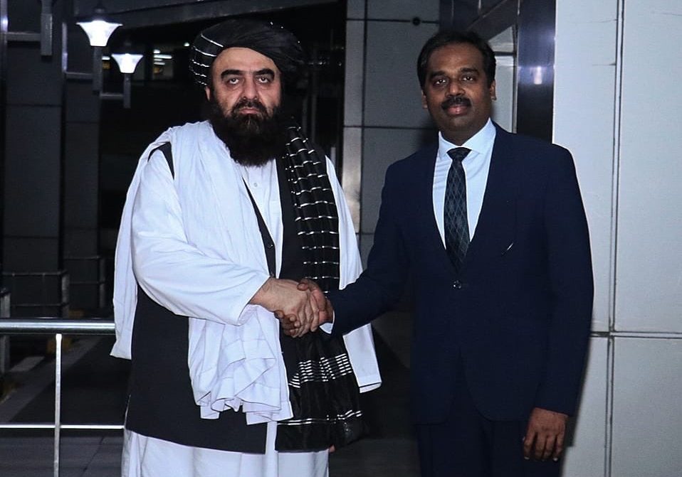 Amir Khan Muttaqi, the Taliban foreign minister after his arrival in New Delhi.