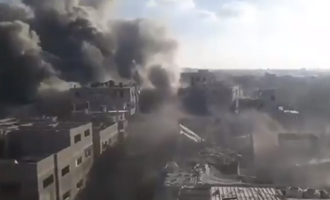 Buildings in Gaza hit by Israeli strikes on 19 October 2025, following Hamas firing on Israeli troops