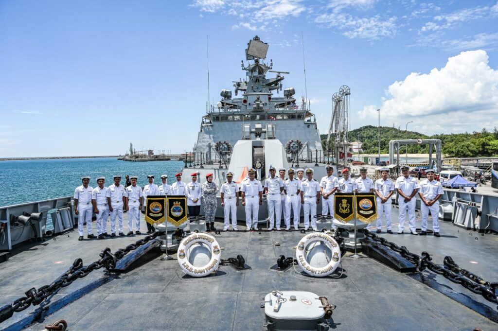 Indian Navy's indigenous stealth frigate INS Sahyadri made a port call at Kemaman port in Malaysia, on October 2