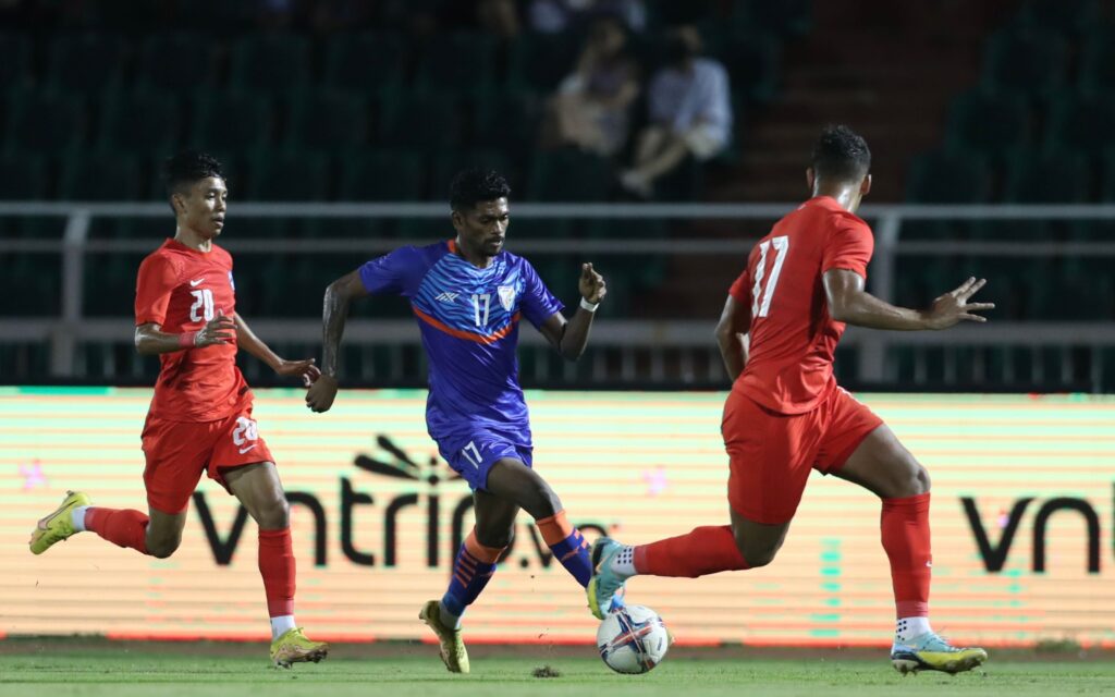 Singapore and Indian players during a match in September 2022.