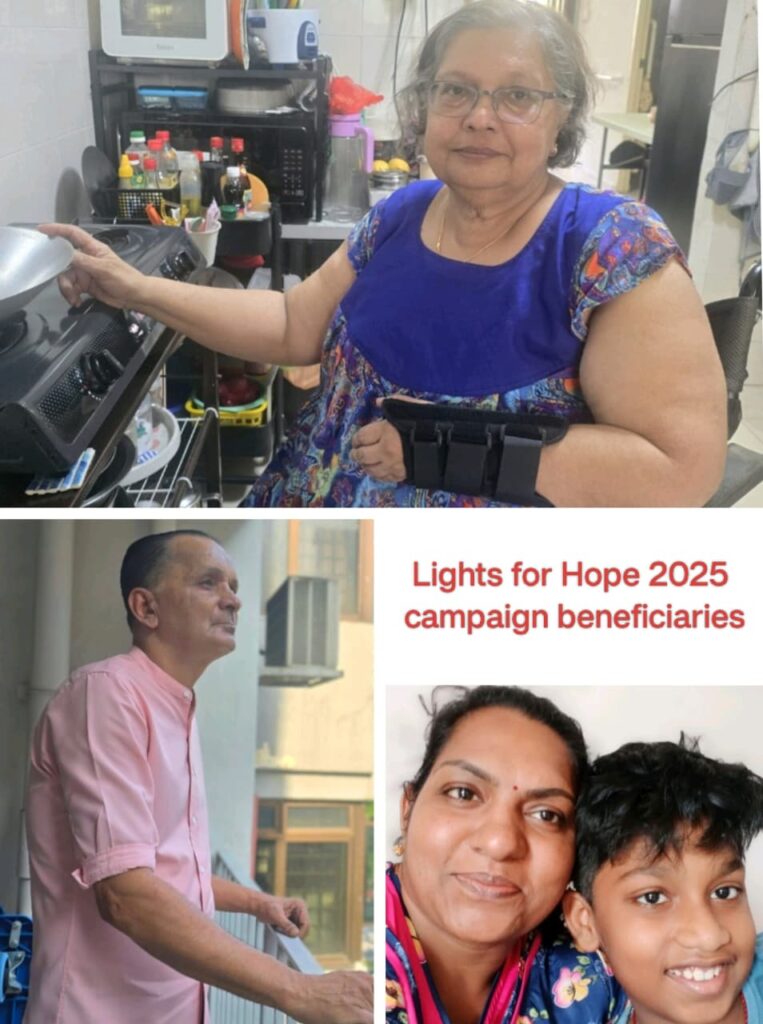 Indians in Singapore who are Lights for Hope 2025 campaign beneficiaries