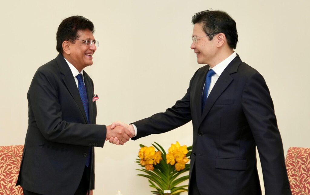Indian Minister of Commerce and Industry Piyush Goyal meets Singapore Prime Minister and Finance Minister Lawrence Wong