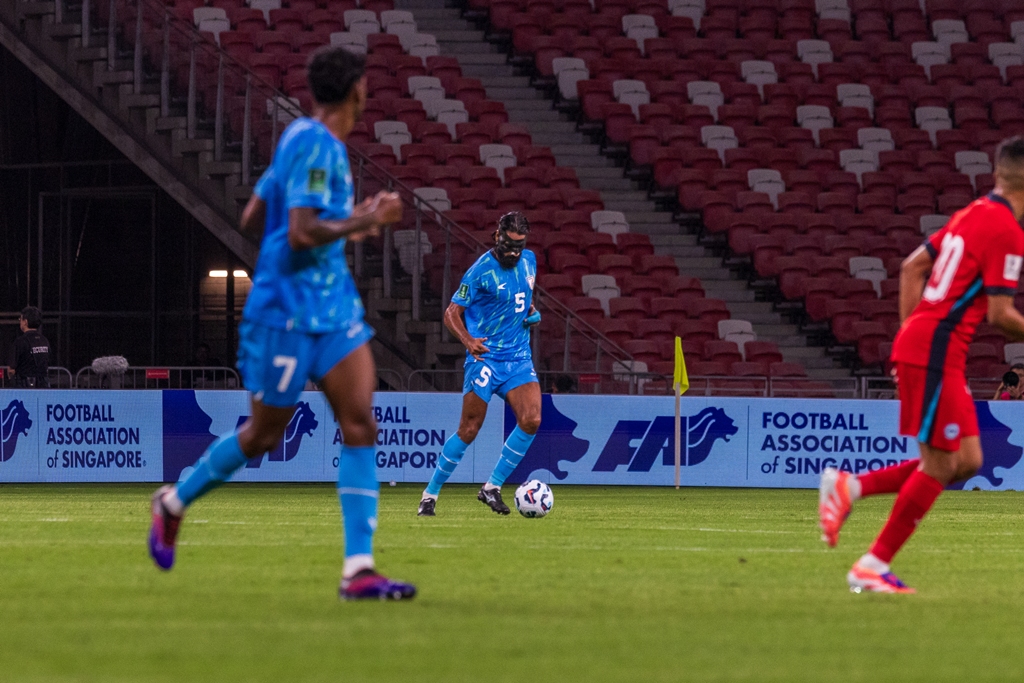 India's centre-back Sandesh Jhingan received two yellow cards and was thrown out of the game at the 47th minute.