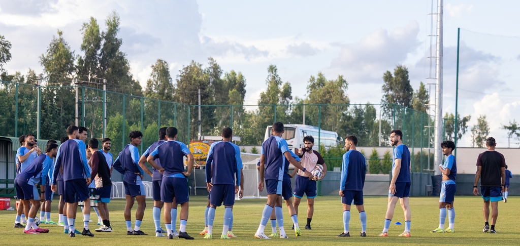 Indian football team practicing in Singapore