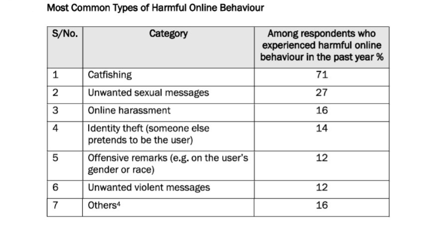A chart showing the most common online crimes in Singapore.