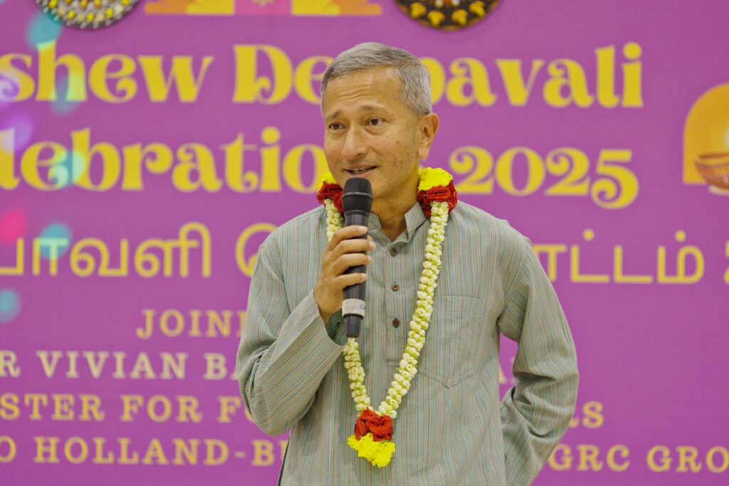 Vivian Balakrishnan speaking at a Diwali event in the city-state.