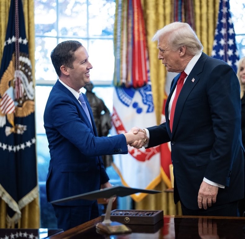 Sergio Gor shaking Donald Trump's hand