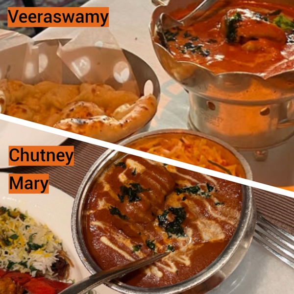 Food from two top Indian restaurants in London: Veeraswamy (above) and Chutney Mary (below)