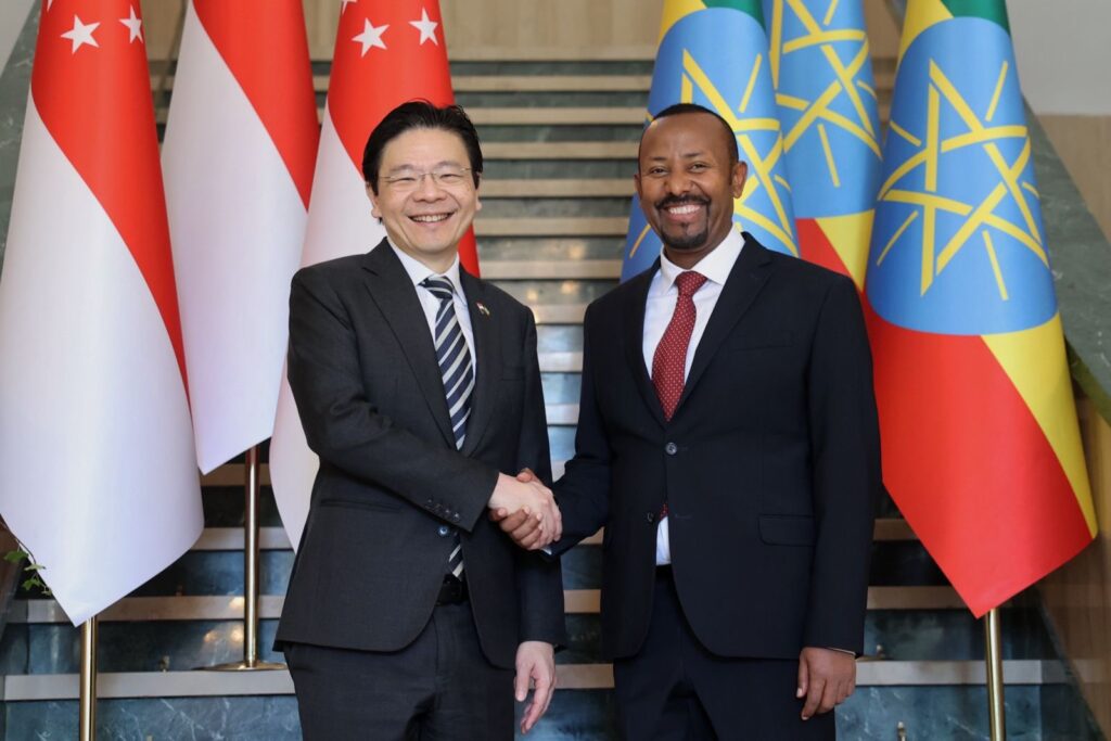 Singapore Prime Minister Lawrence Wong with Ethiopian Prime Minister Abiy Ahmed Ali in Addis Ababa, during the first official visit of the Singapore leader to Ethiopia