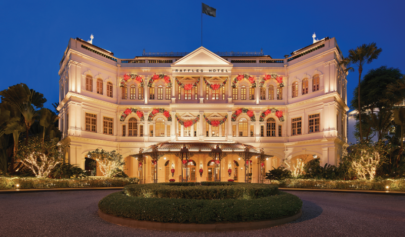Raffles Hotel Singapore festive façade