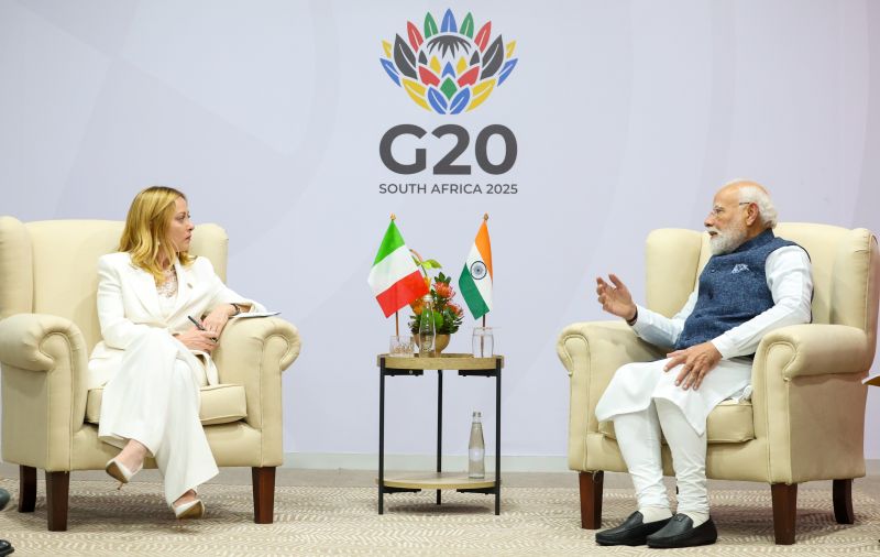 PM Narendra Modi met his Italian counterpart Giorgia Meloni in South Africa on Sunday on the sidelines of the G20 Summit