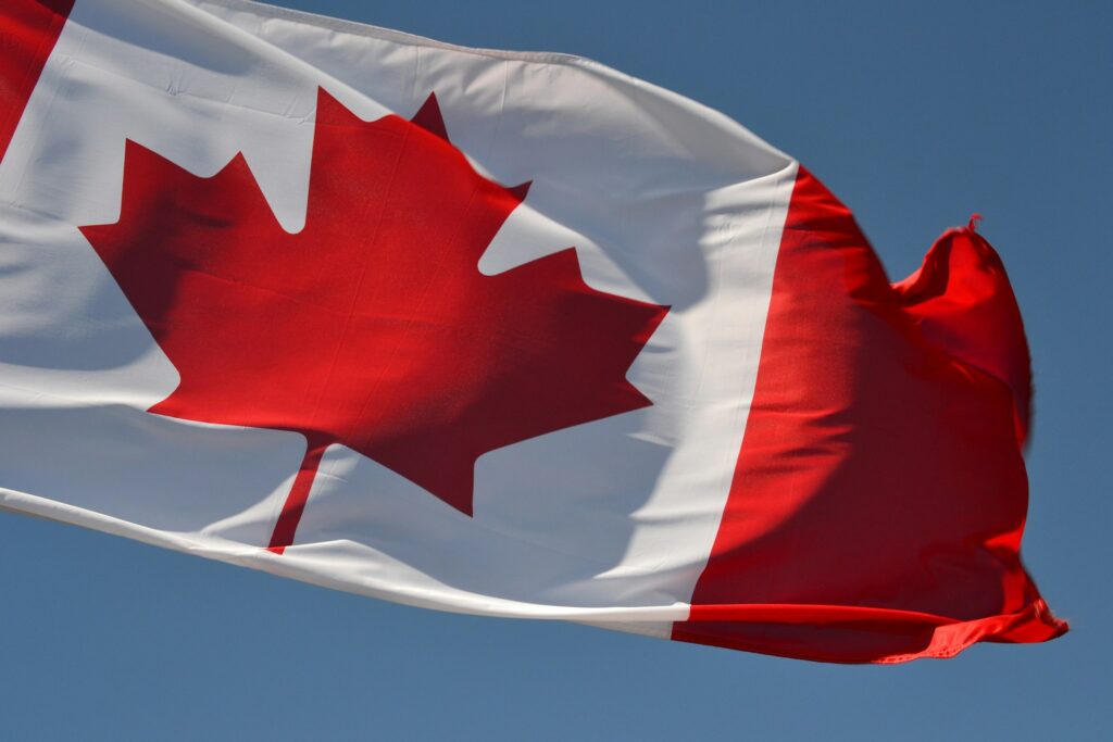 Canada flag fluttering