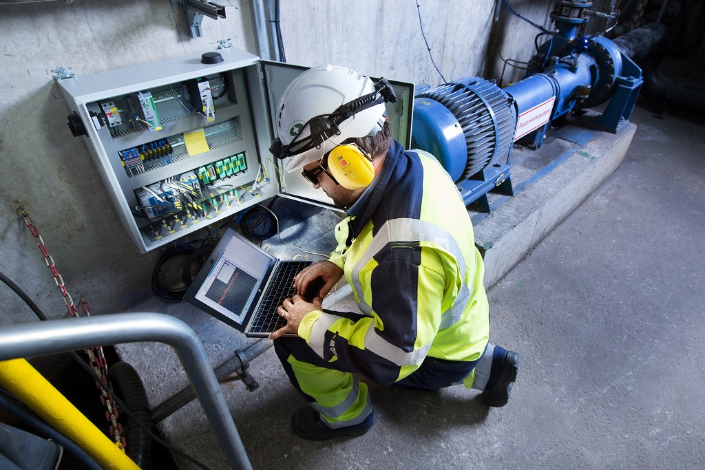 Pump efficiency undergoing checks by a technician
