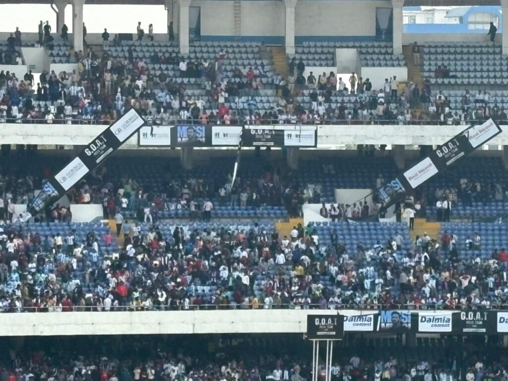 Banners at the stadium were also vandalised.